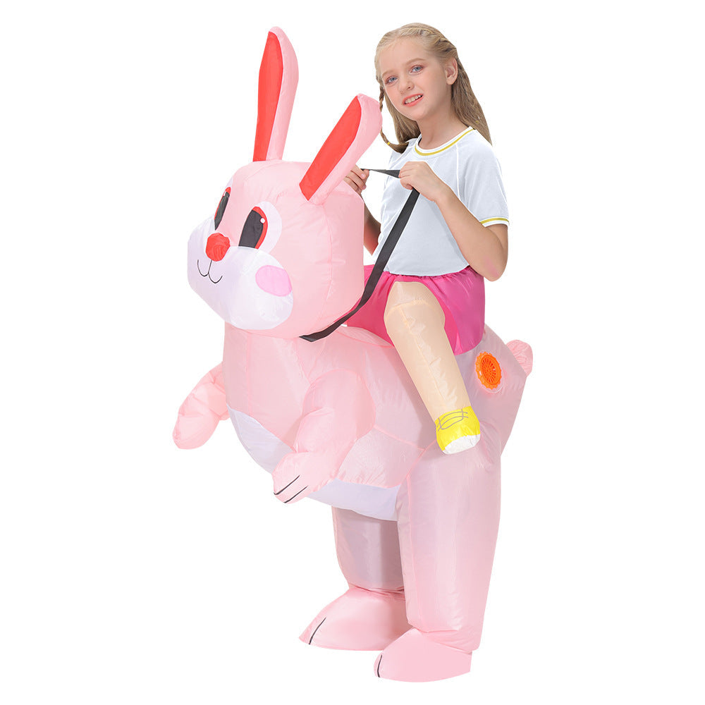 Inflatable Dinosaur Costume Set - Funny Halloween Cosplay Outfit for Adults and Kids Party Entertainment and Roleplay