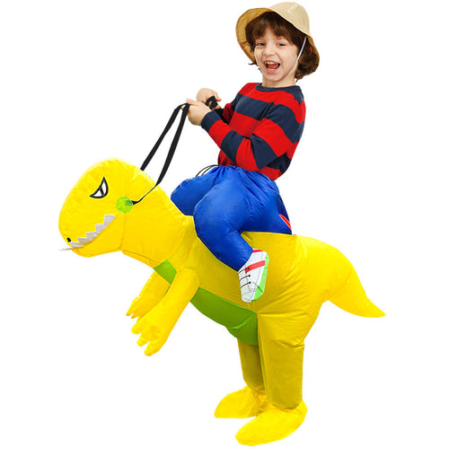Inflatable Dinosaur Costume Set - Funny Halloween Cosplay Outfit for Adults and Kids Party Entertainment and Roleplay