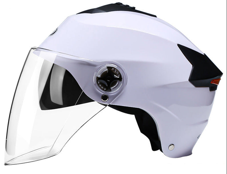 LED Motorcycle Helmet – Rechargeable Lighted Moped and Electric Scooter Helmet for Men and Women with Protective Double Visor