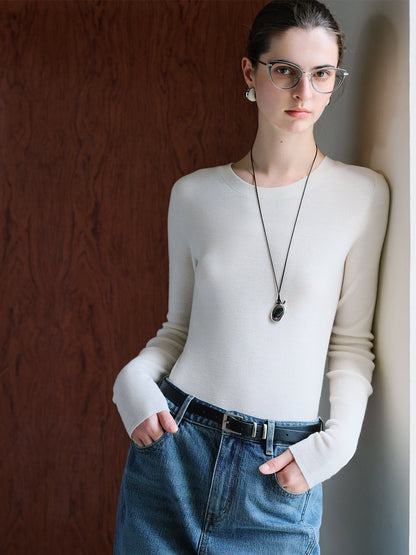German Biella Wool Thermal Top – Seamless Mock Neck Base Layer Shirt for Women with Lightweight Warmth and Comfort