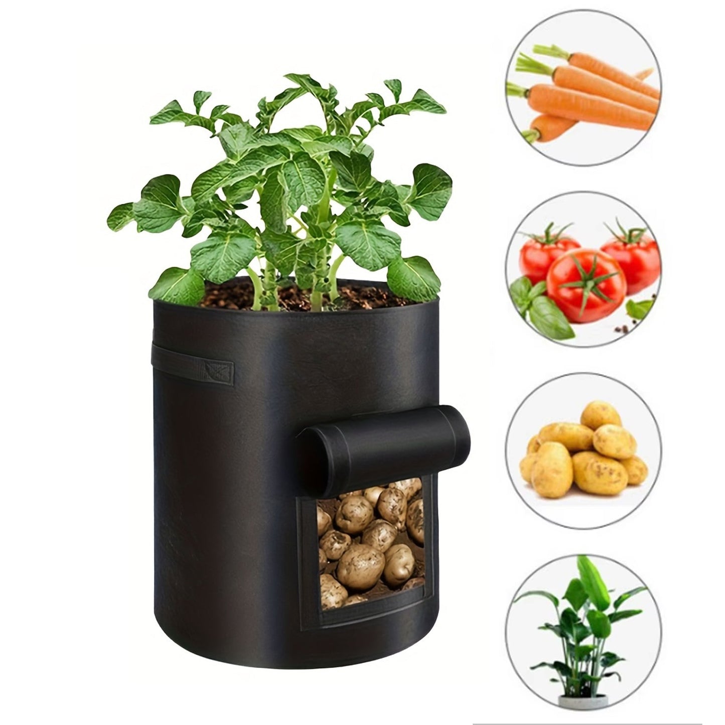 See-Through Potato Planter Bag – Breathable Non-Woven Grow Pot with 360° Transparent Window for Potatoes, Vegetables, Herbs and Easy Harvest Monitoring