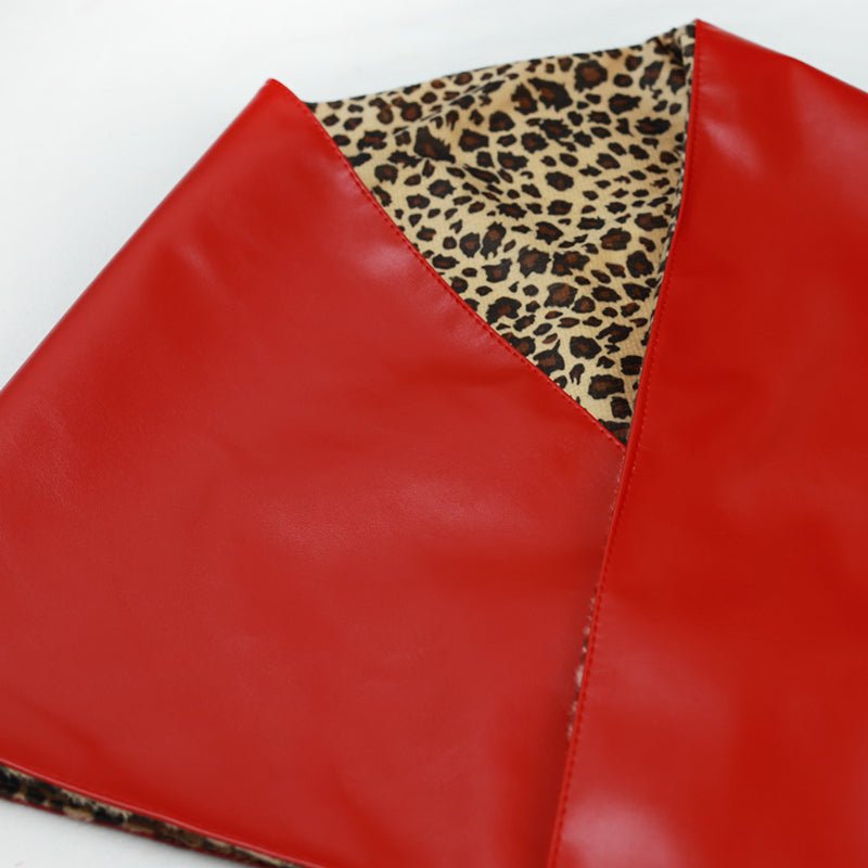 Double Sided Leopard Print Head Scarf – PU Leather Triangle Hijab for Women with Elegant Fashionable Everyday Styling