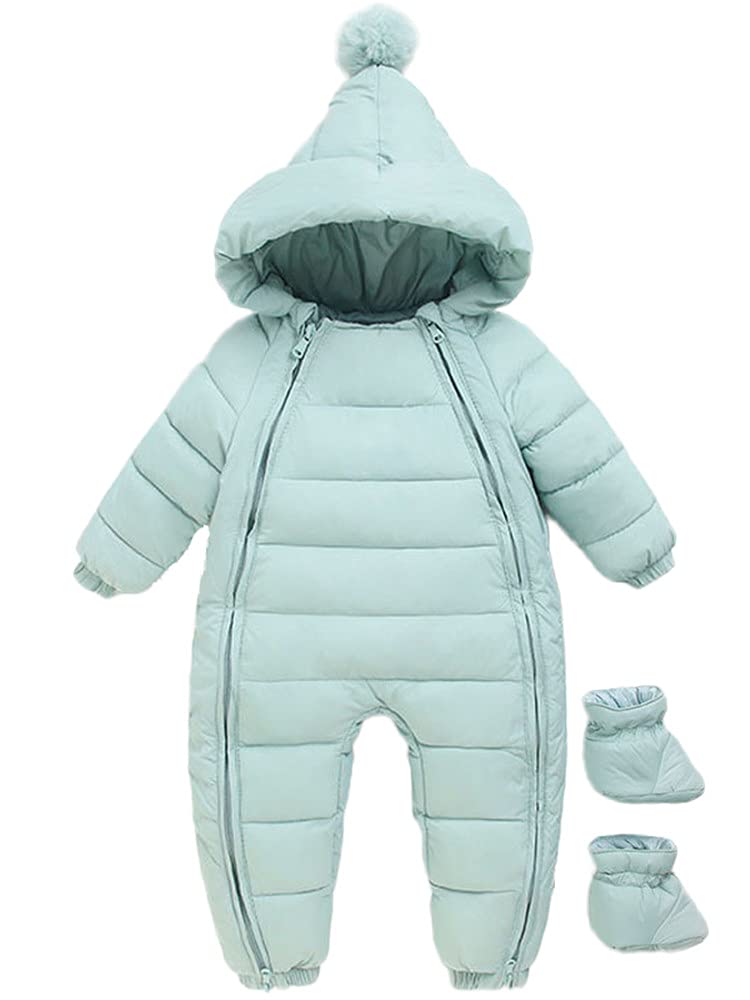 Baby Hooded Snowsuit Romper – Plush Velvet Winter Jumpsuit for Newborn Boys and Girls with Cozy Warm Protection