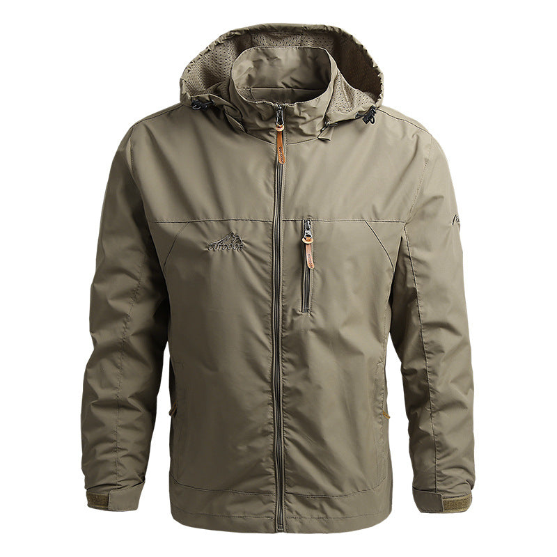 Mens Tactical Windbreaker Jacket-Waterproof Hooded Outdoor Coat for Climbing Hiking and Everyday Weather Protection