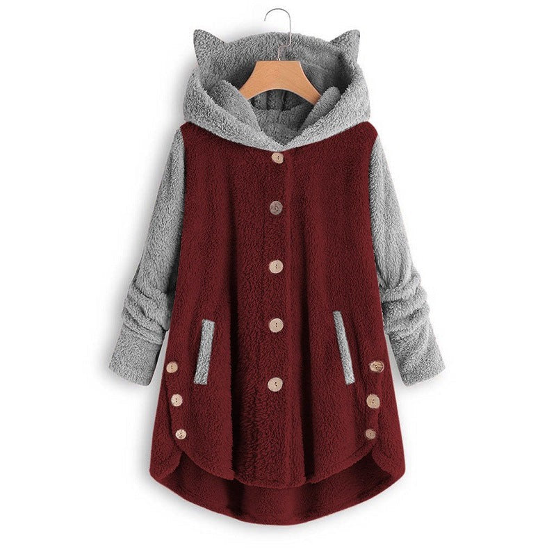 Women's Cat Ear Hoodie - Fleece Pullover Sweatshirt with Cute Print and Plus Size Comfort