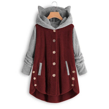 Women's Cat Ear Hoodie - Fleece Pullover Sweatshirt with Cute Print and Plus Size Comfort