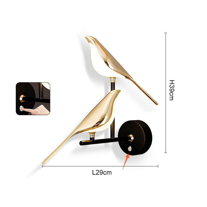 Magpie Bird LED Wall Lamp - 360° Rotating Indoor Wall Sconce for Bedroom, Bedside Lighting and Modern Home Decor