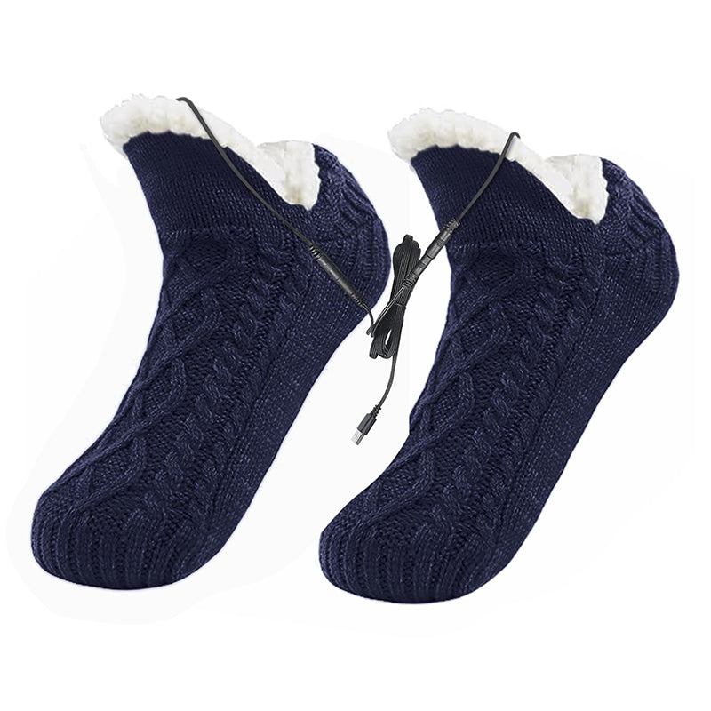 USB Heated Fleece Sock Slippers – Electric Winter Foot Warmers for Men and Women with Cozy Heating Comfort