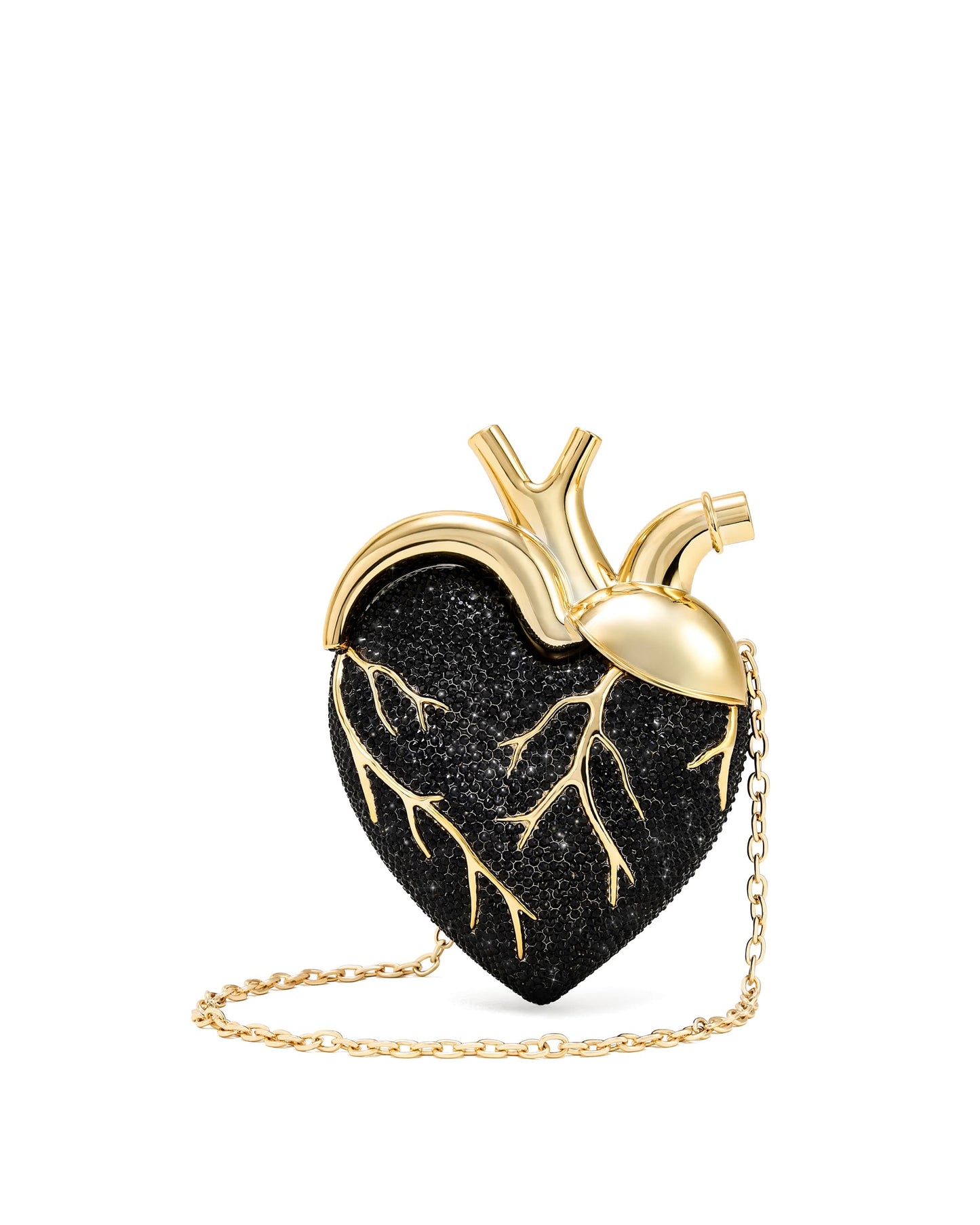 Heart Crystal Evening Handbag – Luxury Rhinestone Chain Purse for Weddings, Cocktail Parties and Elegant Evening Style
