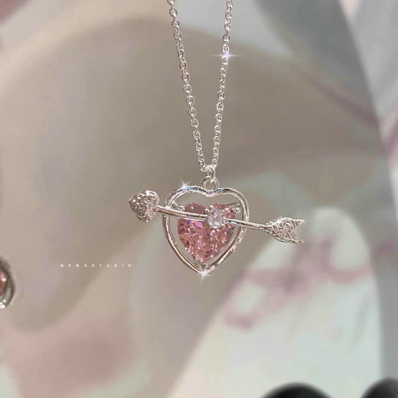Wine Red Cherry Gold Pendant Necklace – Elegant Fashion Jewelry for Women with Personality Styling, Wedding Charm and Beautiful Birthday Gift Appeal