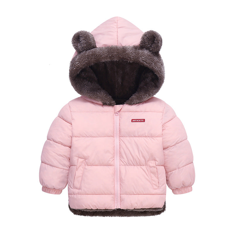 Kids Winter Hooded Jacket - Thick Fleece Lined Cotton Coat for Boys and Girls, Warm Snowwear and Cold Weather Comfort