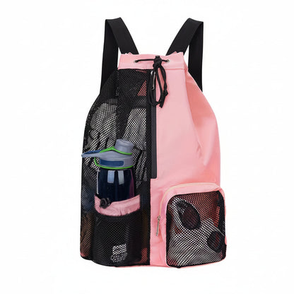 Mesh Drawstring Sports Backpack – Lightweight Beach and Basketball Storage Bag for Swimming, Gym and Outdoor Activities