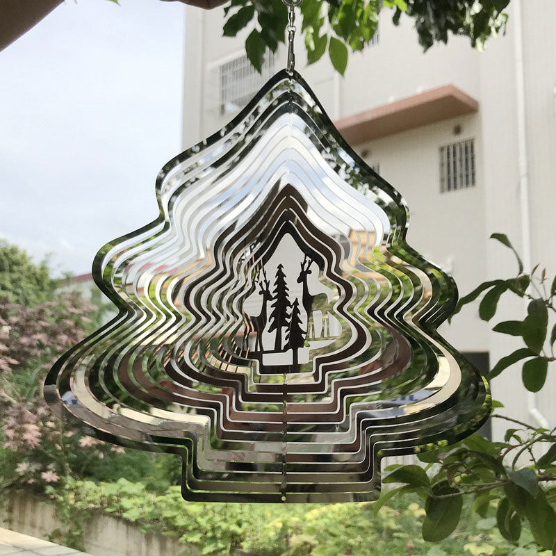 Stainless Steel Wind Spinner Chime – 3D Rotating Heart and Square Outdoor Wind Sculpture for Garden, Patio, Yard and Indoor Home Decor