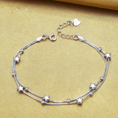 Sterling Silver Lucky Bead Bracelet – 925 Luxury Multi-Layer Charm Jewelry with Elegant Design for Women, Parties, Anniversaries and Gifts