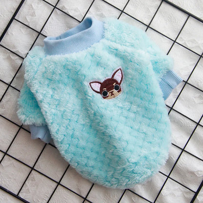Warm Dog Hoodie Sweater – Cozy Fleece Pet Coat for Small and Medium Dogs with Cute Winter Holiday Style