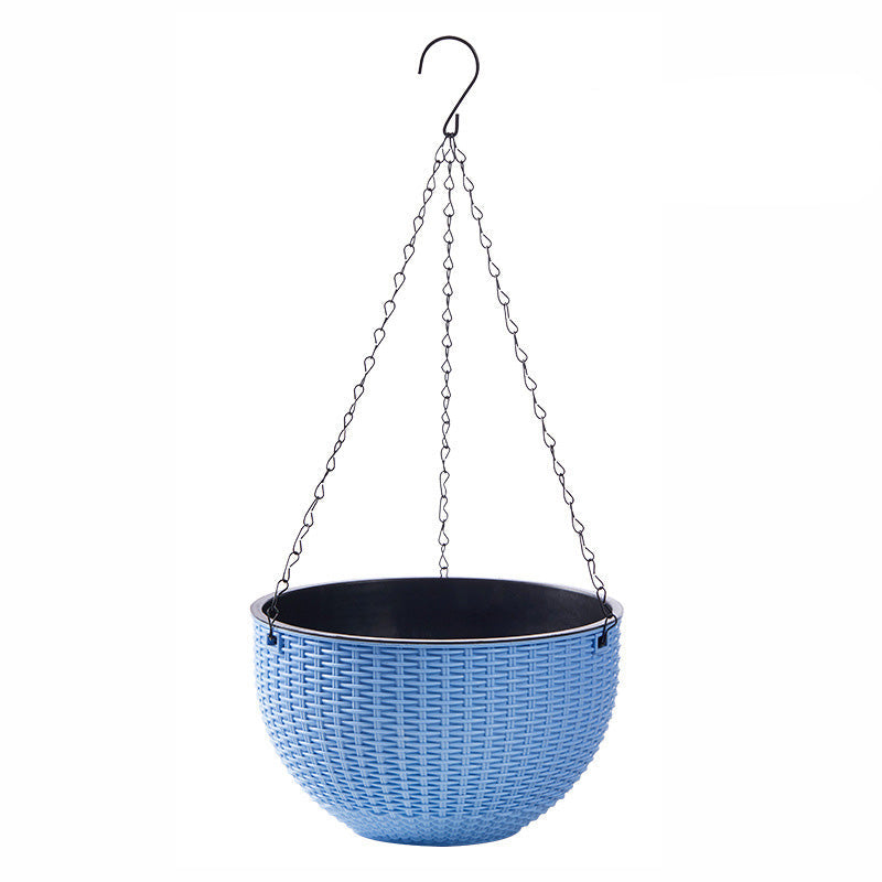 Hanging Plastic Flower Pot – European Honeycomb Pattern Imitation Rattan Basket for Indoor Plants, Balcony Decor and Vertical Gardening