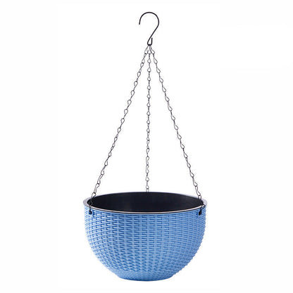 Hanging Plastic Flower Pot – European Honeycomb Pattern Imitation Rattan Basket for Indoor Plants, Balcony Decor and Vertical Gardening