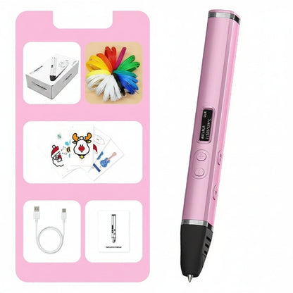 Printing Pen with OLED Display – 3D Temperature-Controlled Fast Extrusion Pen for PLA Filament, Creative Doodling, Crafts and Holiday Gifts