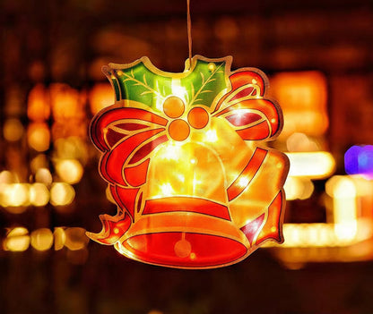 Christmas LED Window Lamp – Santa and Snowman Suction Light Decoration for Holiday Windows and New Year Displays