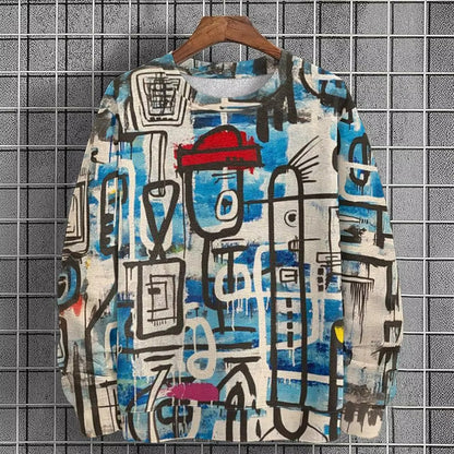 Men's Graphic Sweatshirt - Fashion Graffiti Crewneck Pullover for Casual Streetwear, Holidays and Everyday Style