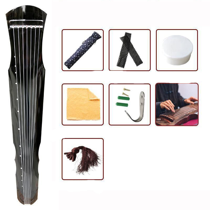 Handmade Chinese Guqin – Paulownia Wood Seven String Traditional Zither for Beginners, Practice and Elegant Musical Performances