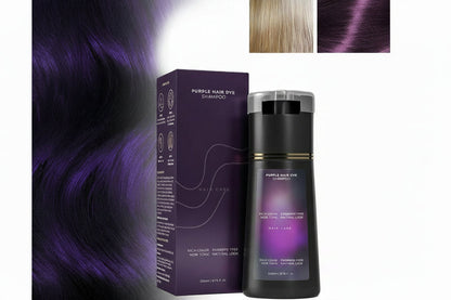 Gray Hair Dye Shampoo – Semi-Permanent Hair Color Treatment for Women and Men with Black, Brown or Purple Shades for Easy At-Home Coverage