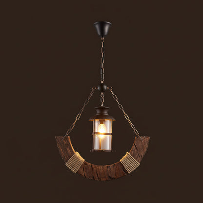 Vintage Wooden Pendant Lamp – Retro LED Hanging Chandelier for Farmhouse Kitchens, Bars, Restaurants and Loft Interior Lighting