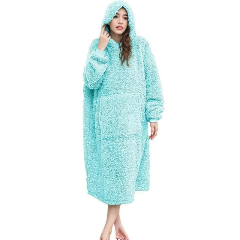 Oversized Blanket Hoodie with Sleeves - Ultra Warm Wearable Fleece Blanket for Home Lounging and Relaxation
