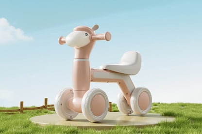 Children's Alpaca Four Wheel Balance Scooter – Baby Walker Ride On Toy for Safe Outdoor Fun and Early Development.