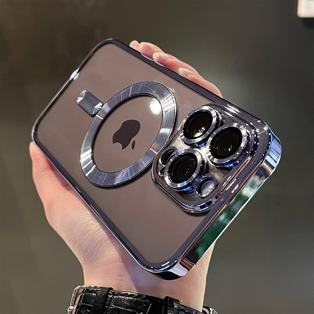 Magnetic Clear iPhone Case – Electroplated Bumper with Raised Camera Rings