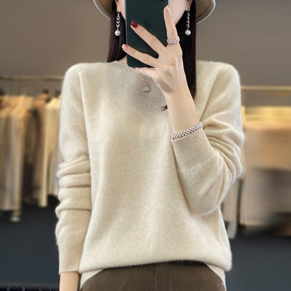 Merino Wool Sweater – Women’s Soft Cashmere Feel Knit Pullover for Autumn Winter Comfort and Timeless Everyday Style