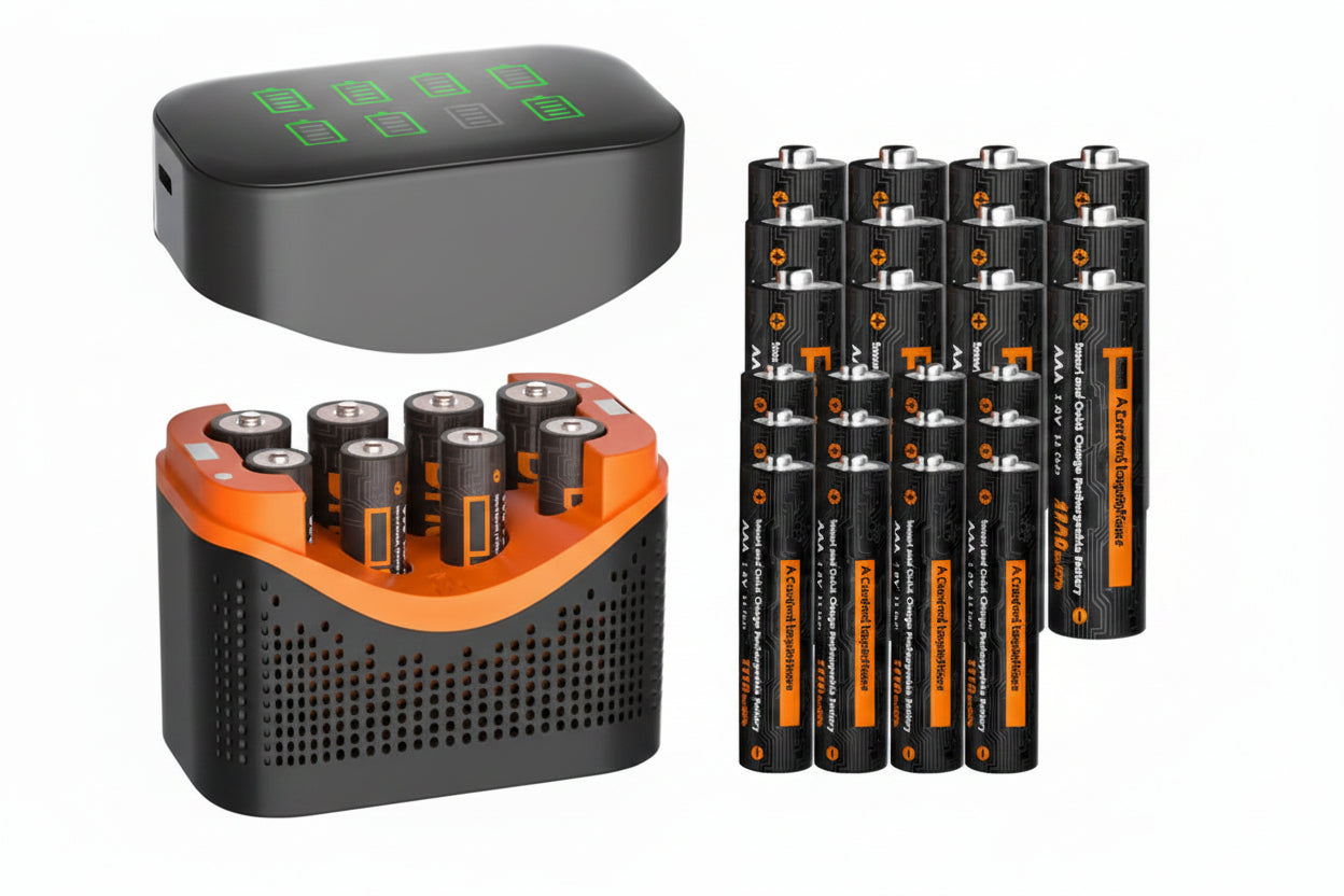 Rechargeable Lithium Battery Set – Long-Lasting 1.5V AA and AAA Batteries with Fast Charger Box for Toys, Remotes and Daily Devices