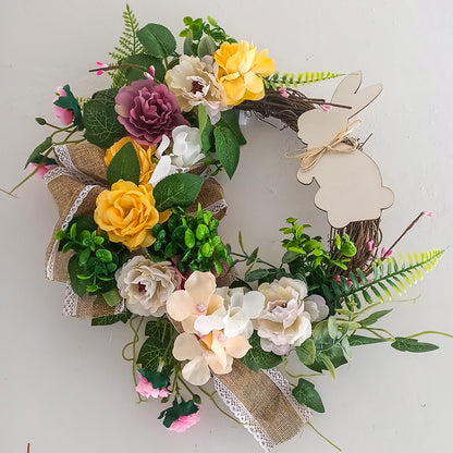 Easter Egg Garland Wreath – Festive Door and Window Hanging Decoration for Spring Parties, Gardens and Holiday Home Displays