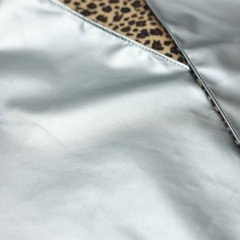 Double Sided Leopard Print Head Scarf – PU Leather Triangle Hijab for Women with Elegant Fashionable Everyday Styling