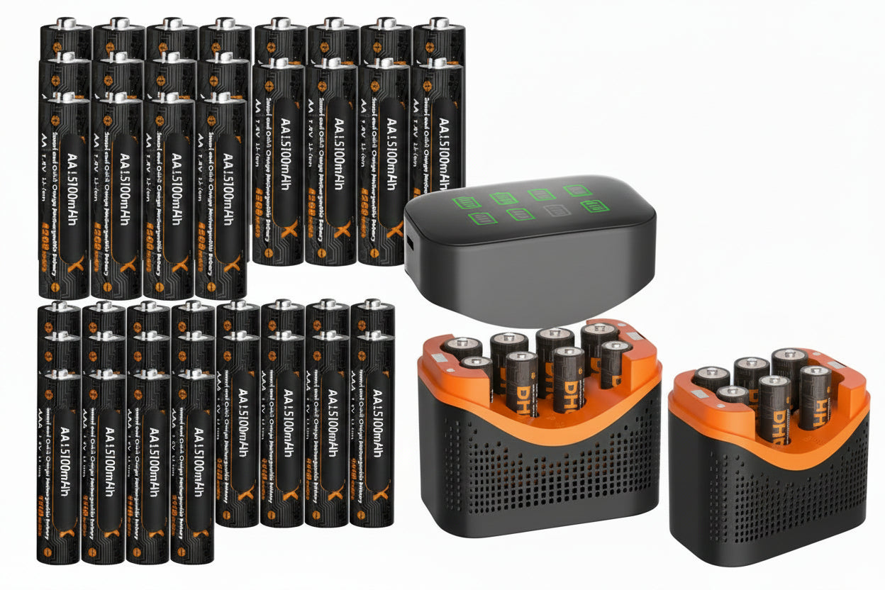 Rechargeable Lithium Battery Set – Long-Lasting 1.5V AA and AAA Batteries with Fast Charger Box for Toys, Remotes and Daily Devices
