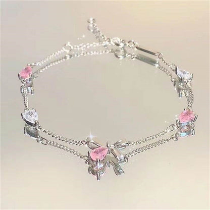 Elegant Crystal Flower Bracelet – Sparkling Zircon Floral Chain Jewelry for Women and Girls, Y2K Sweet Style Accessory for Weddings, Parties and Gifts