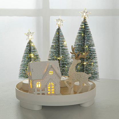 Light Up Christmas Snow House – Glowing Elk Village Ornament for Holiday Displays and Seasonal Decoration