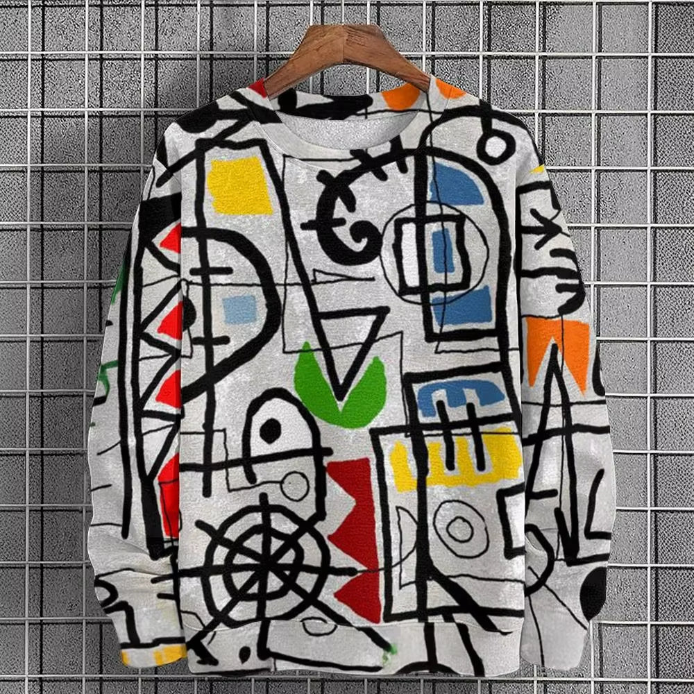 Men's Graphic Sweatshirt - Fashion Graffiti Crewneck Pullover for Casual Streetwear, Holidays and Everyday Style