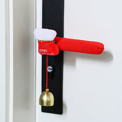 Christmas Door Handle Covers – Soft Holiday Decorations with Hanging Bells for Festive Home Entryways