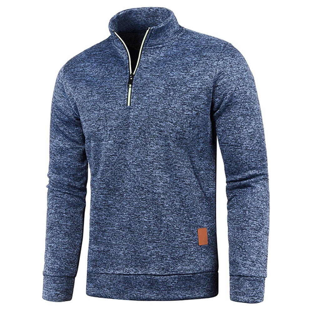 Half Zip Sweatshirt - Thick Pullover Hoodie with Turtleneck Design for Autumn Outdoor Wear and Casual Street Fashion