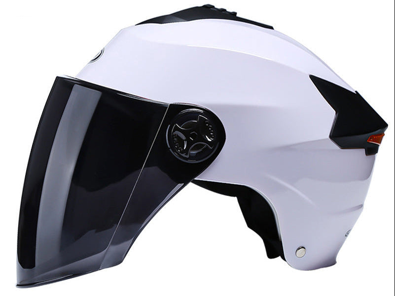LED Motorcycle Helmet – Rechargeable Lighted Moped and Electric Scooter Helmet for Men and Women with Protective Double Visor