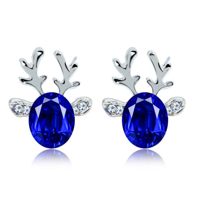 Cartoon Deer Stud Earrings – Cute Crystal Antler Jewelry for Girls, Women and Christmas Gift Giving