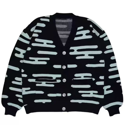 Harajuku Knit Cardigan Sweater – Unisex Anime Inspired V Neck Winter Jacket for Cozy Casual Streetwear and Everyday Style