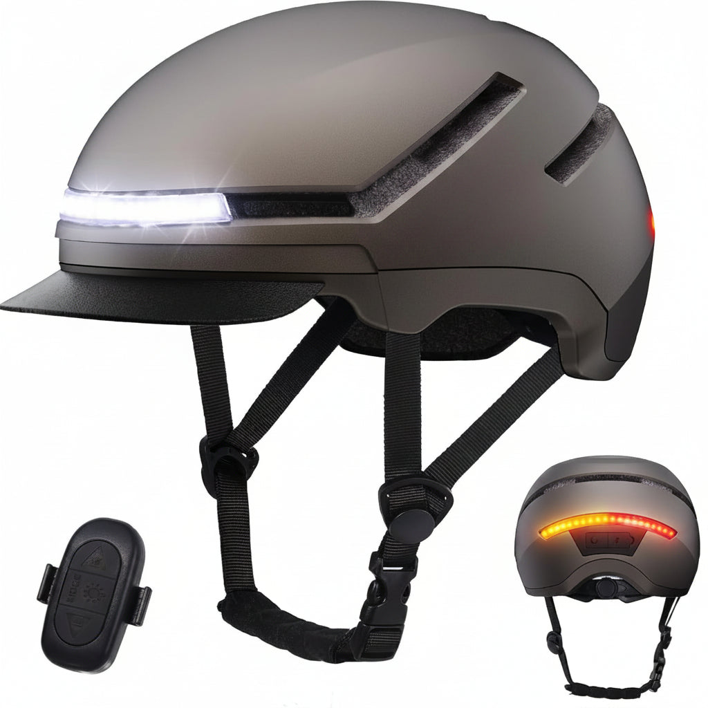 Shinmax Bicycle Helmet – Adult Mountain and Road Cycling Helmet with Front and Rear Lights for Commuting, Outdoor Riding and Safety