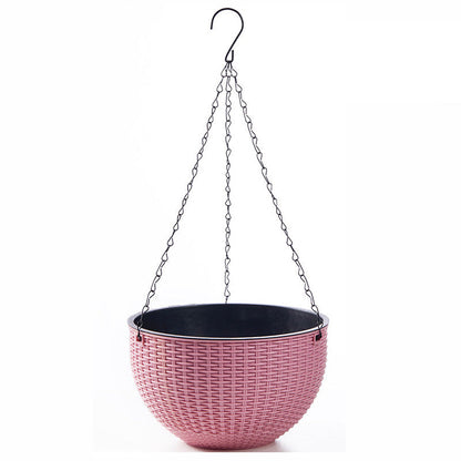 Hanging Plastic Flower Pot – European Honeycomb Pattern Imitation Rattan Basket for Indoor Plants, Balcony Decor and Vertical Gardening