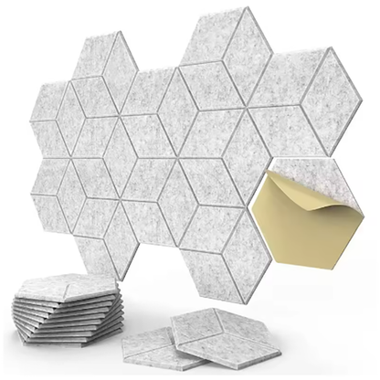 Hexagonal Acoustic Panels – Self Adhesive Soundproof Foam Tiles for Noise Reduction, Echo Control and Studio Wall Treatment