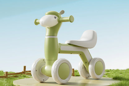 Children's Alpaca Four Wheel Balance Scooter – Baby Walker Ride On Toy for Safe Outdoor Fun and Early Development.