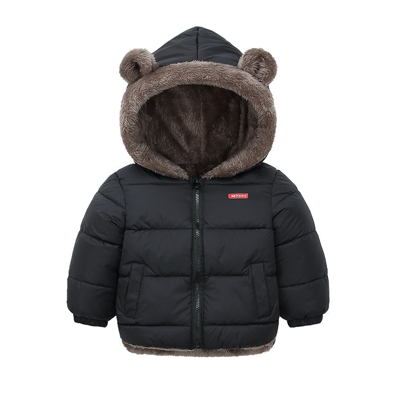 Kids Winter Hooded Jacket - Thick Fleece Lined Cotton Coat for Boys and Girls, Warm Snowwear and Cold Weather Comfort