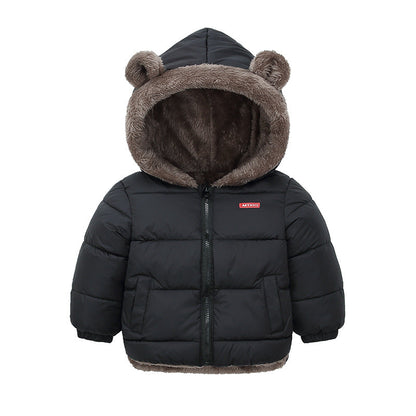 Kids Winter Hooded Jacket - Thick Fleece Lined Cotton Coat for Boys and Girls, Warm Snowwear and Cold Weather Comfort