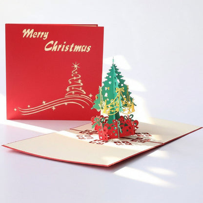 Pop Up Christmas Tree Card –3D Sparkling Holiday Greeting Card with Message Space for Memorable Christmas Gift Giving